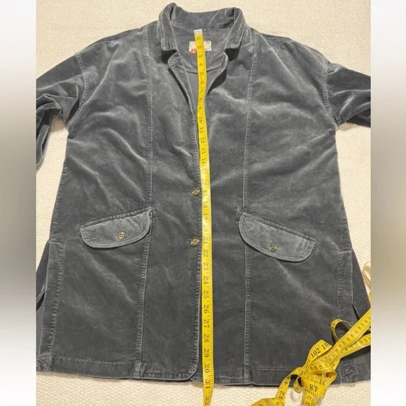 Anthropologie Pilcro Women M Washed Corduroy Blazer Boxy Oversized Slouchy Blue - Picture 8 of 13